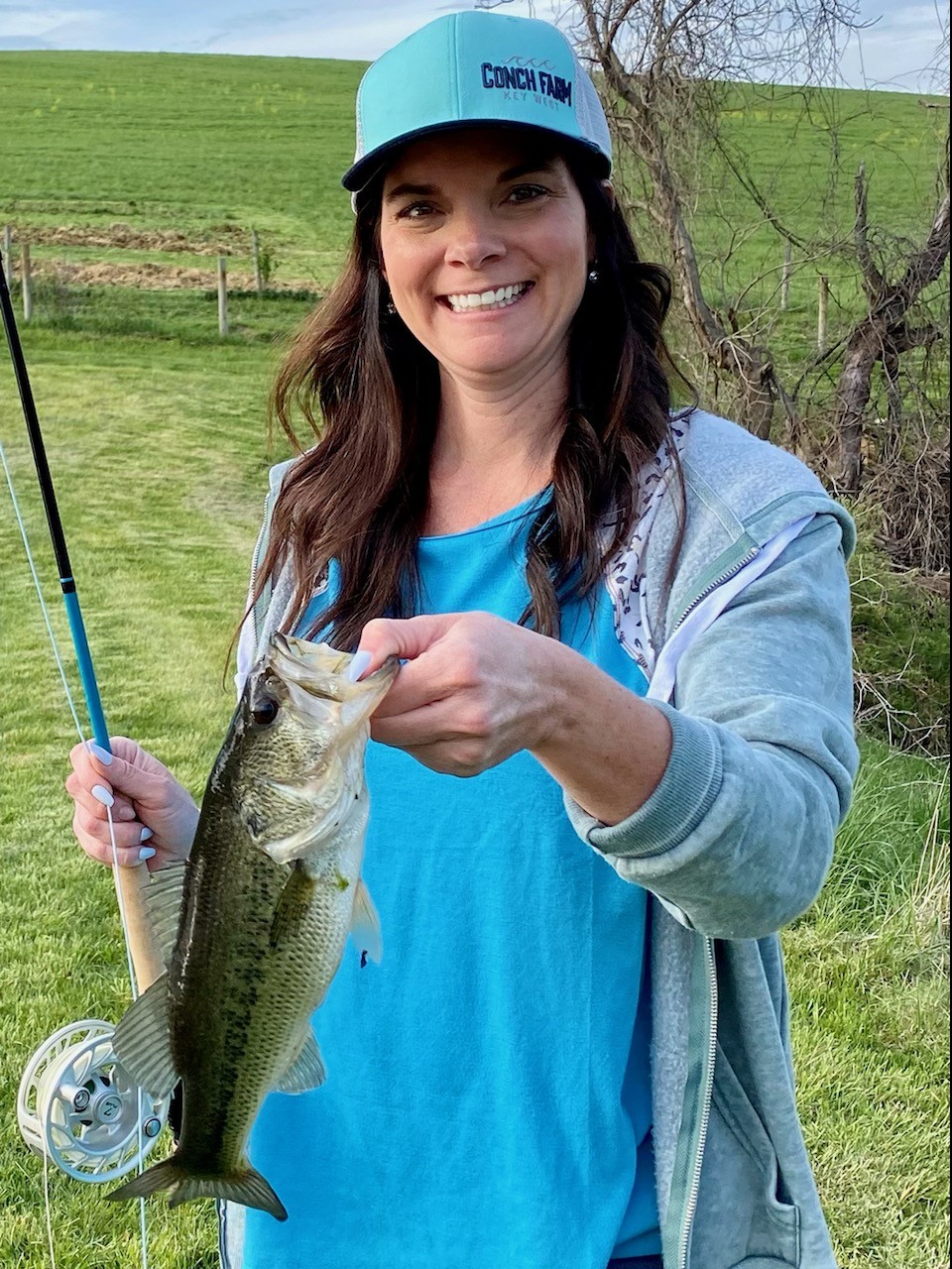 Largemouth bass on fly swpa